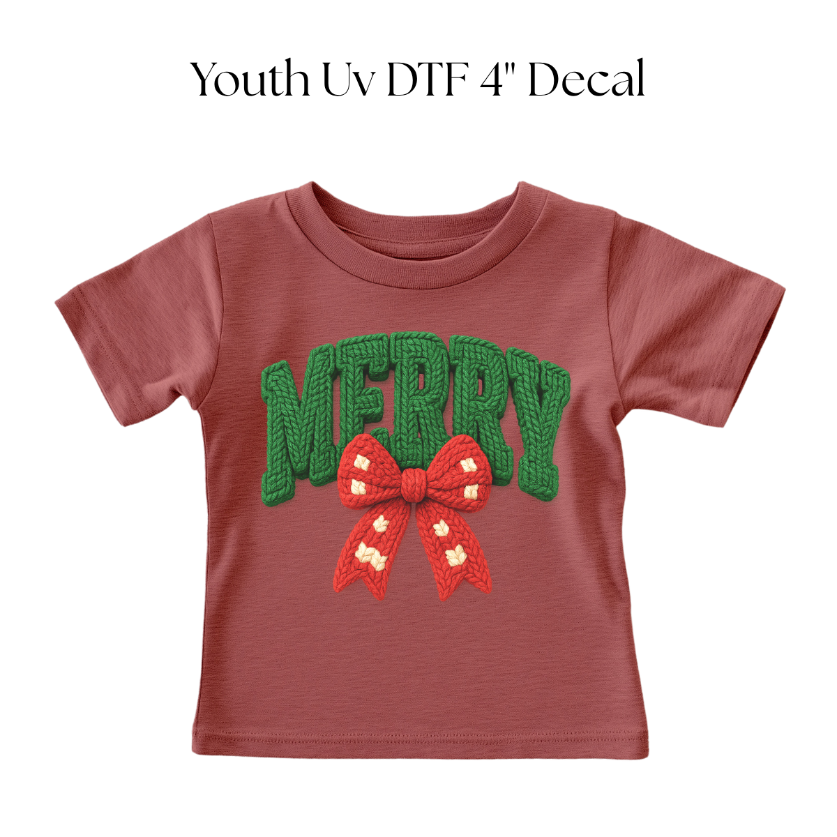 YOUTH Green Merry Faux Yarn DTF Transfer