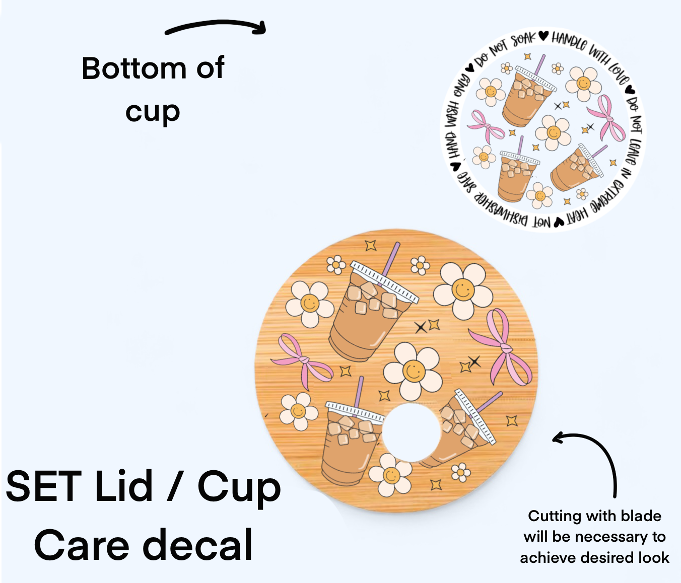 Coquette Iced Coffee UV Wrap / Lid DOUBLE SIDED