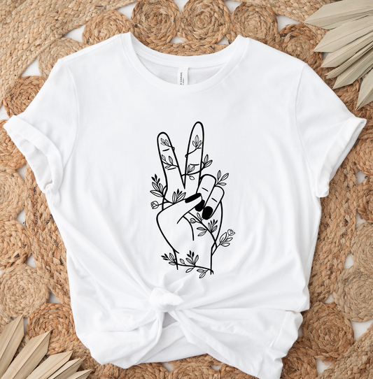 Hand Peace Sign Screen Print