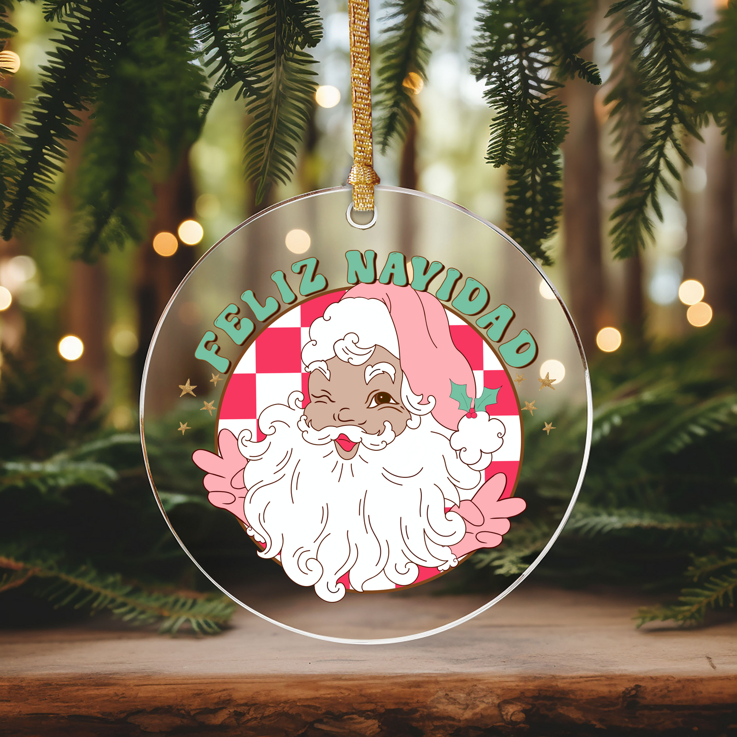 GOOD Feliz Navidad Ornament Size UV DTF Single Sided