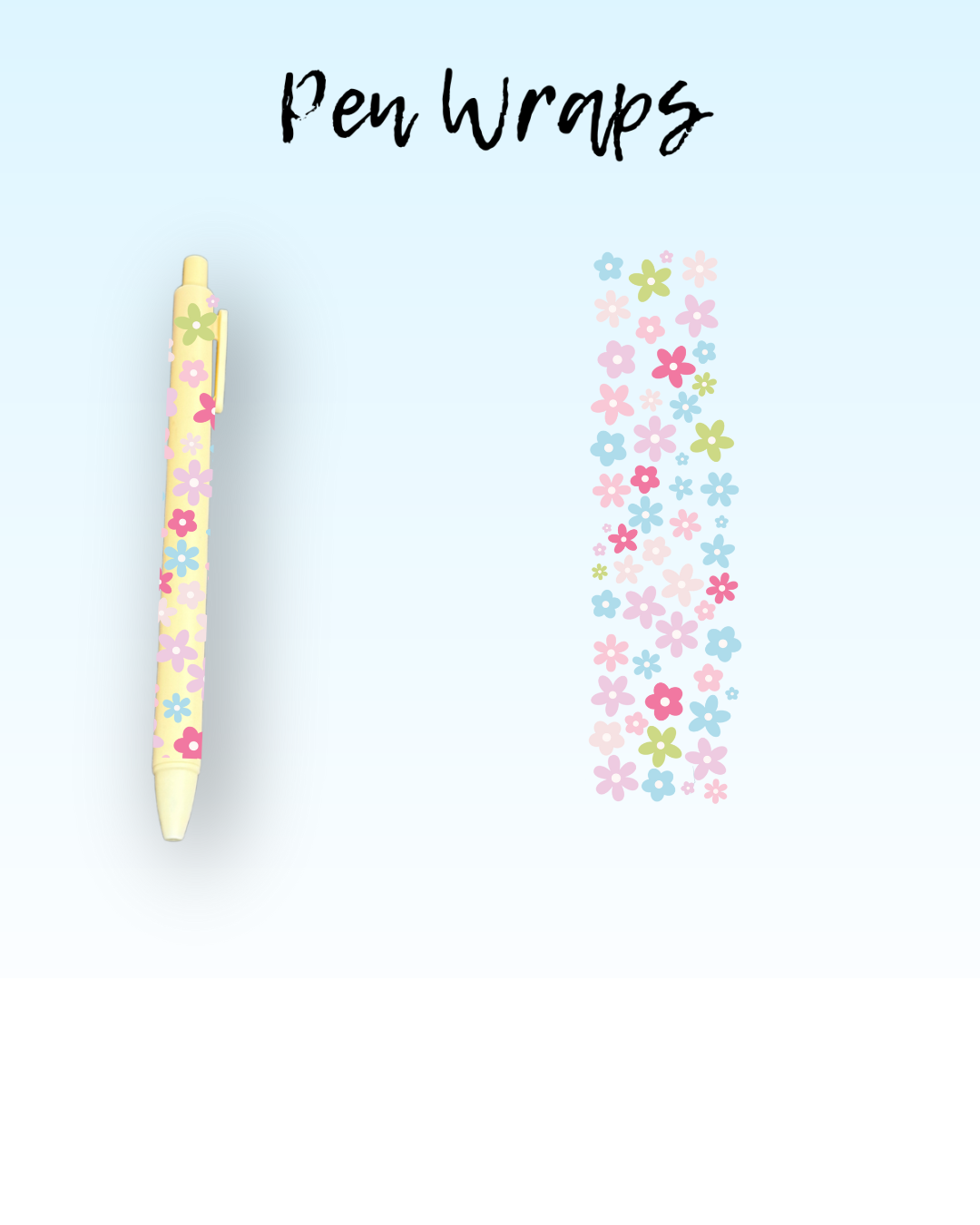 Colorful Flowers Wrap For Ballpoint Pen UV DTF