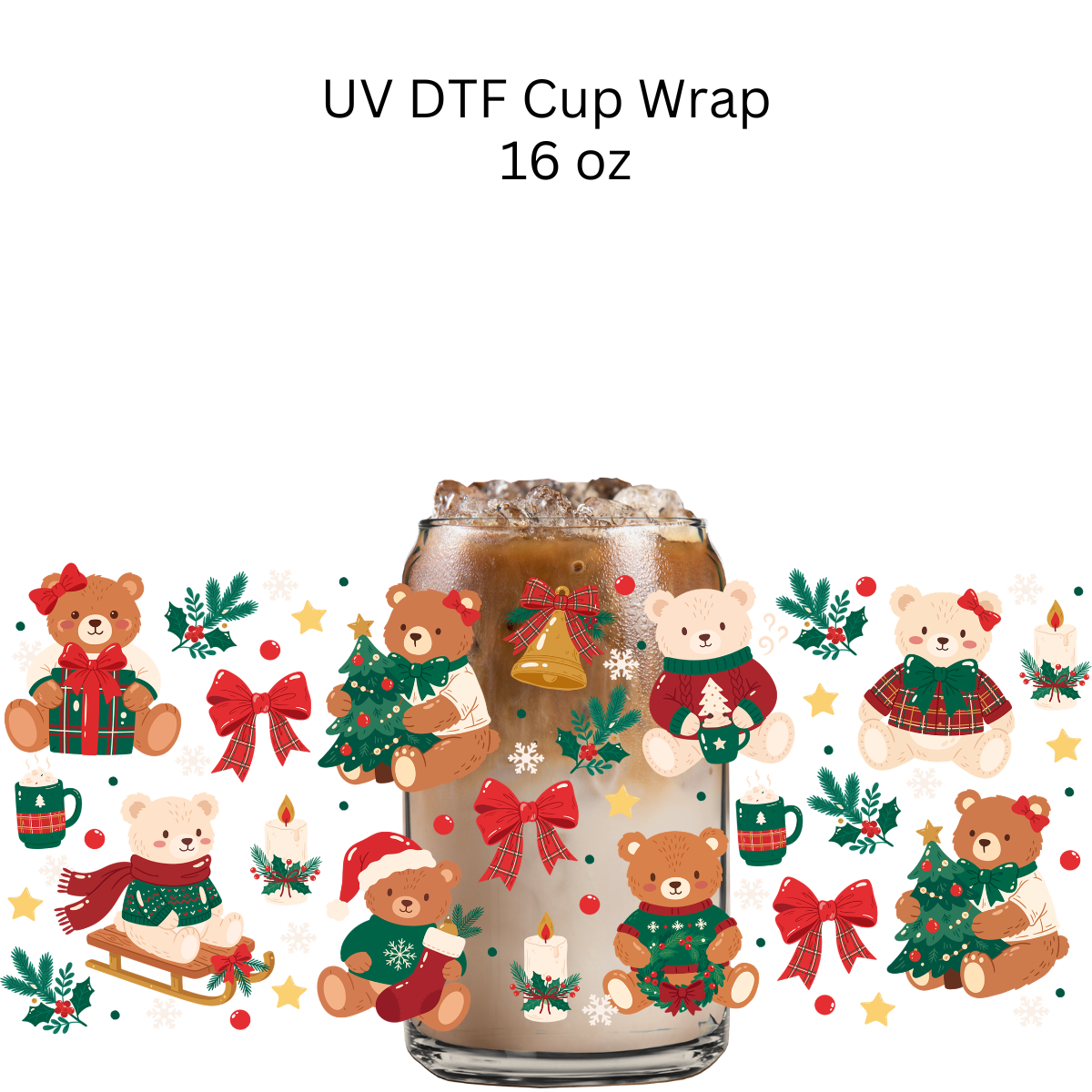 Christmas Bears UV DTF Cup Wrap