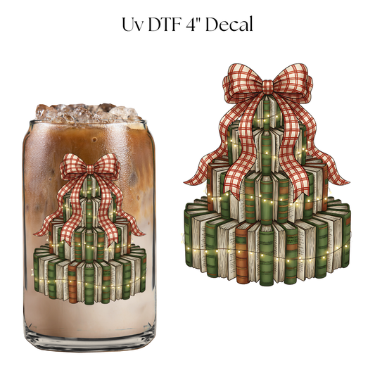 Christmas Book Tree 4” UV DTF Decal