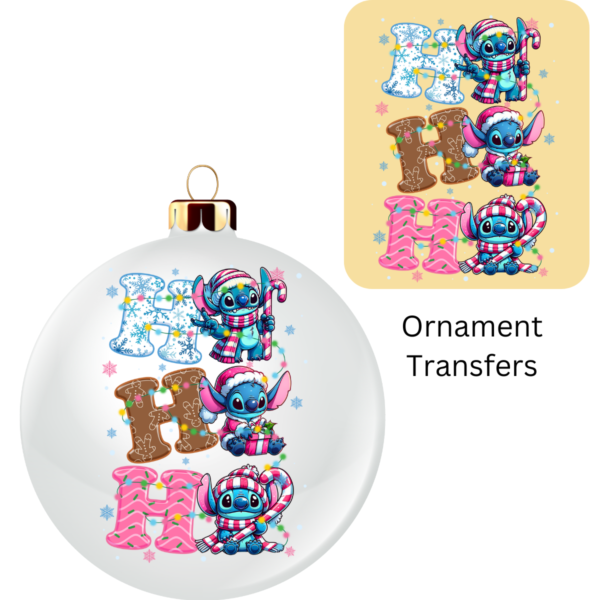 Ho Ho Ho Blue Alien Ornament Transfer UV DTF