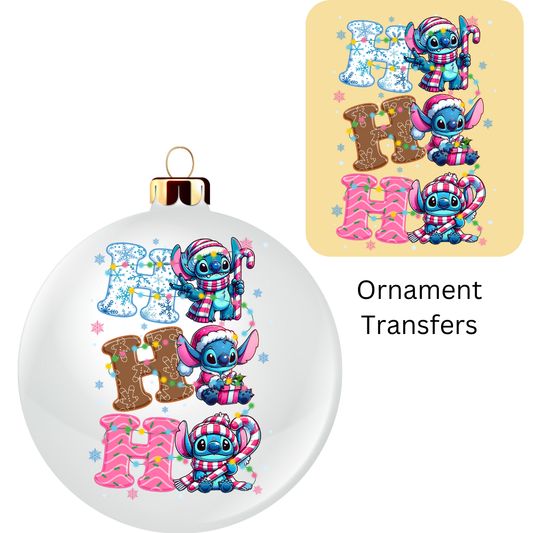 Ho Ho Ho Blue Alien Ornament Transfer UV DTF