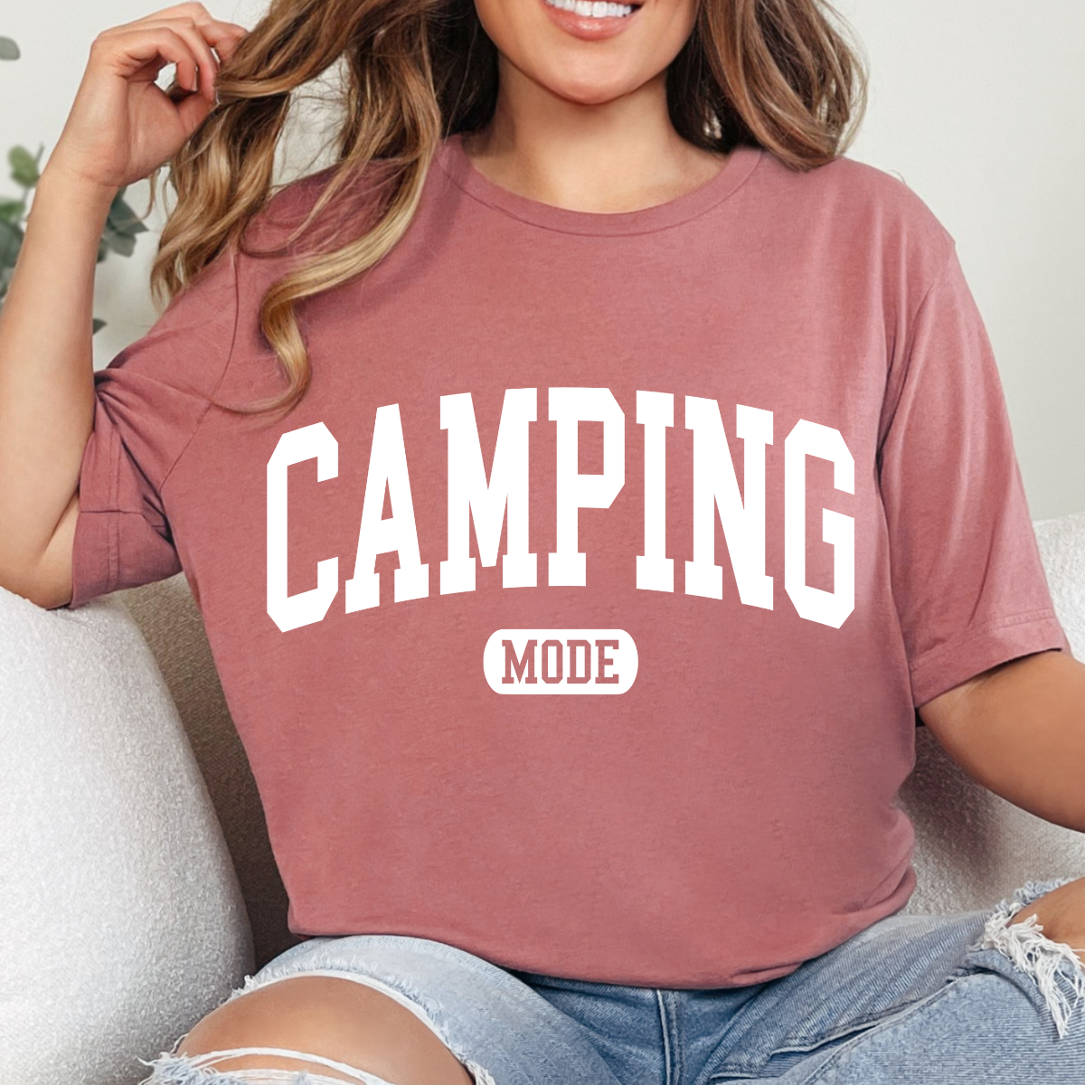 Camping Mode WHITE SINGLE Color DTF Transfer