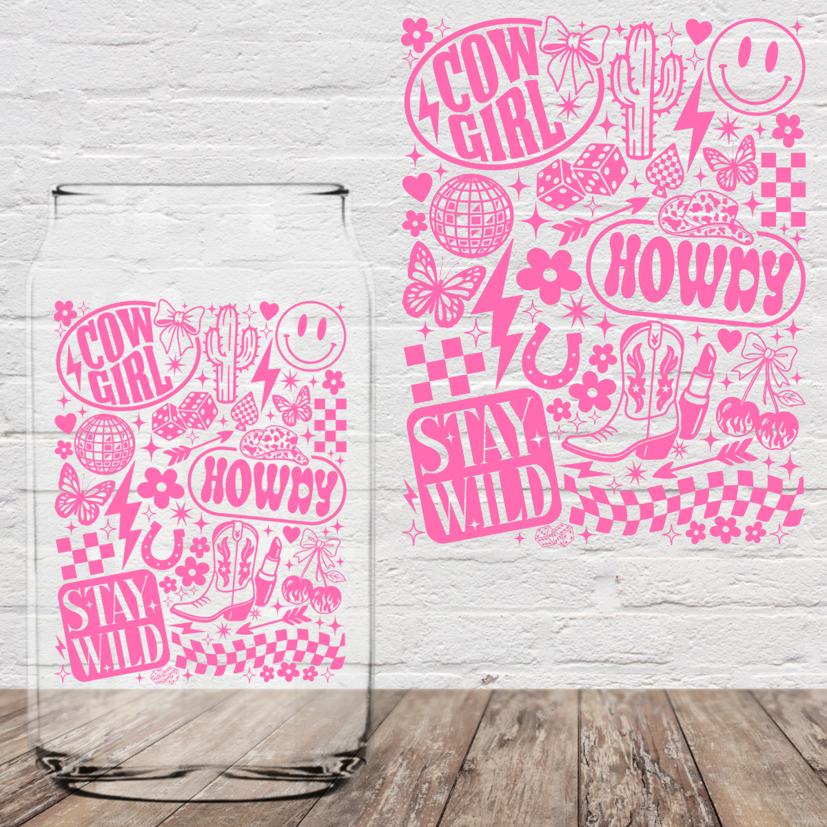 Cowgirl Howdy PINK 4” UV DTF