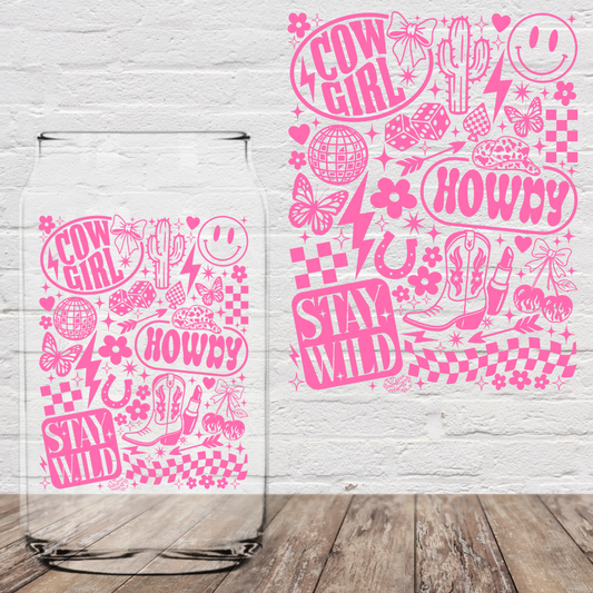 Cowgirl Howdy PINK 4” UV DTF