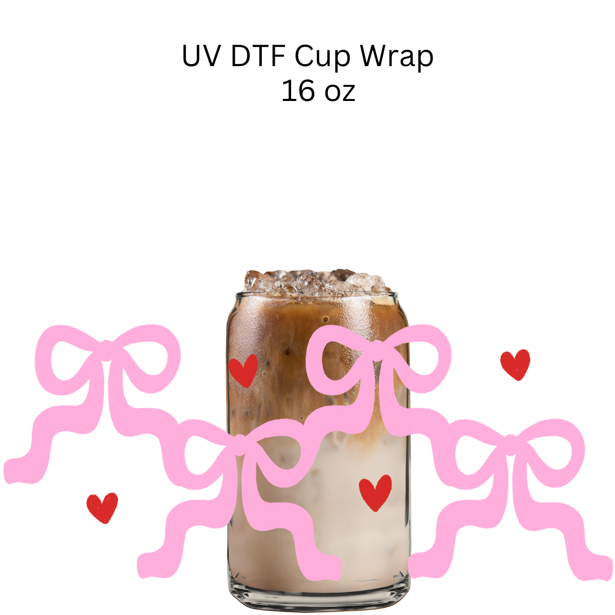 Pink Bows and Hearts UV DTF Cup Wrap