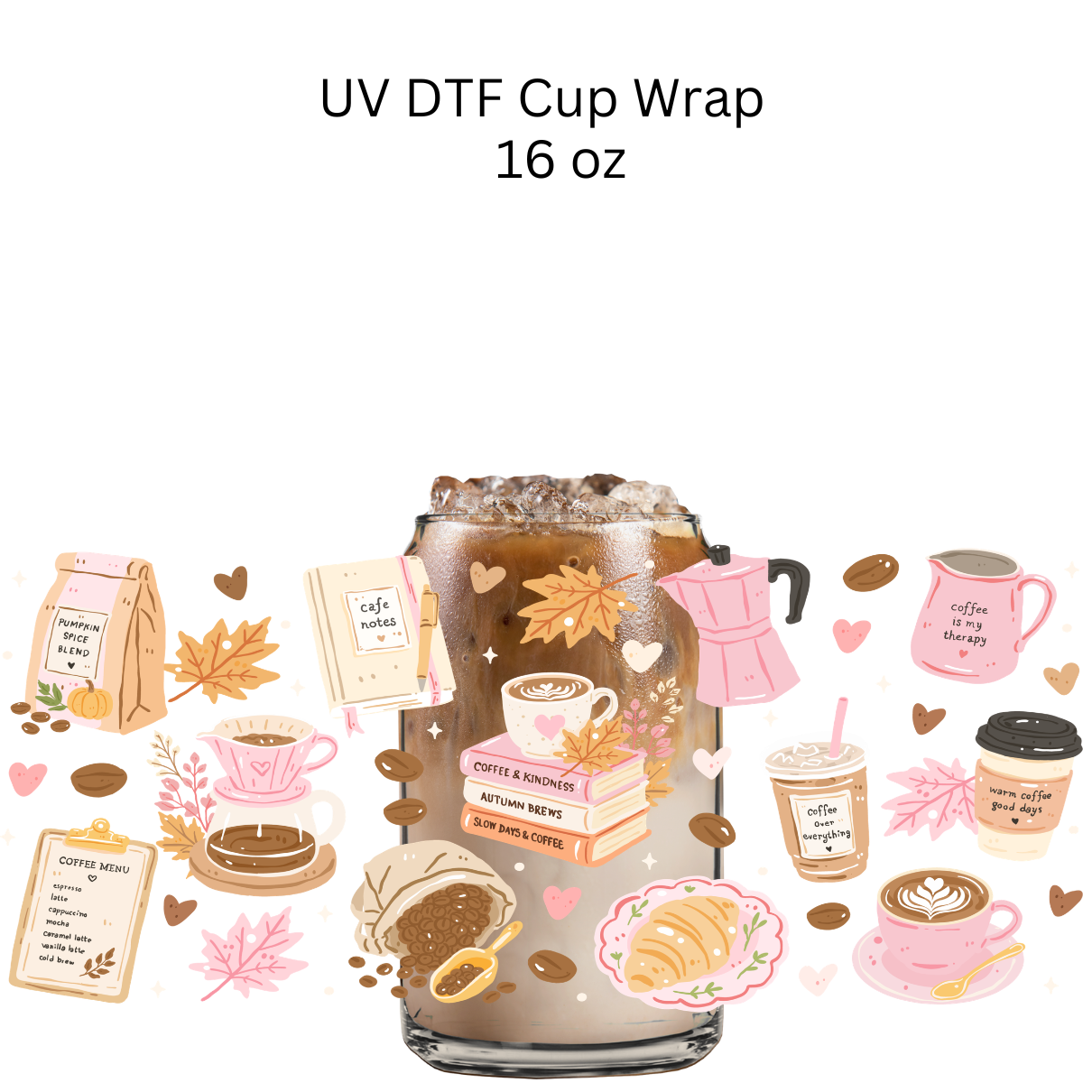 Autumn Coffee Items UV DTF Cup Wrap