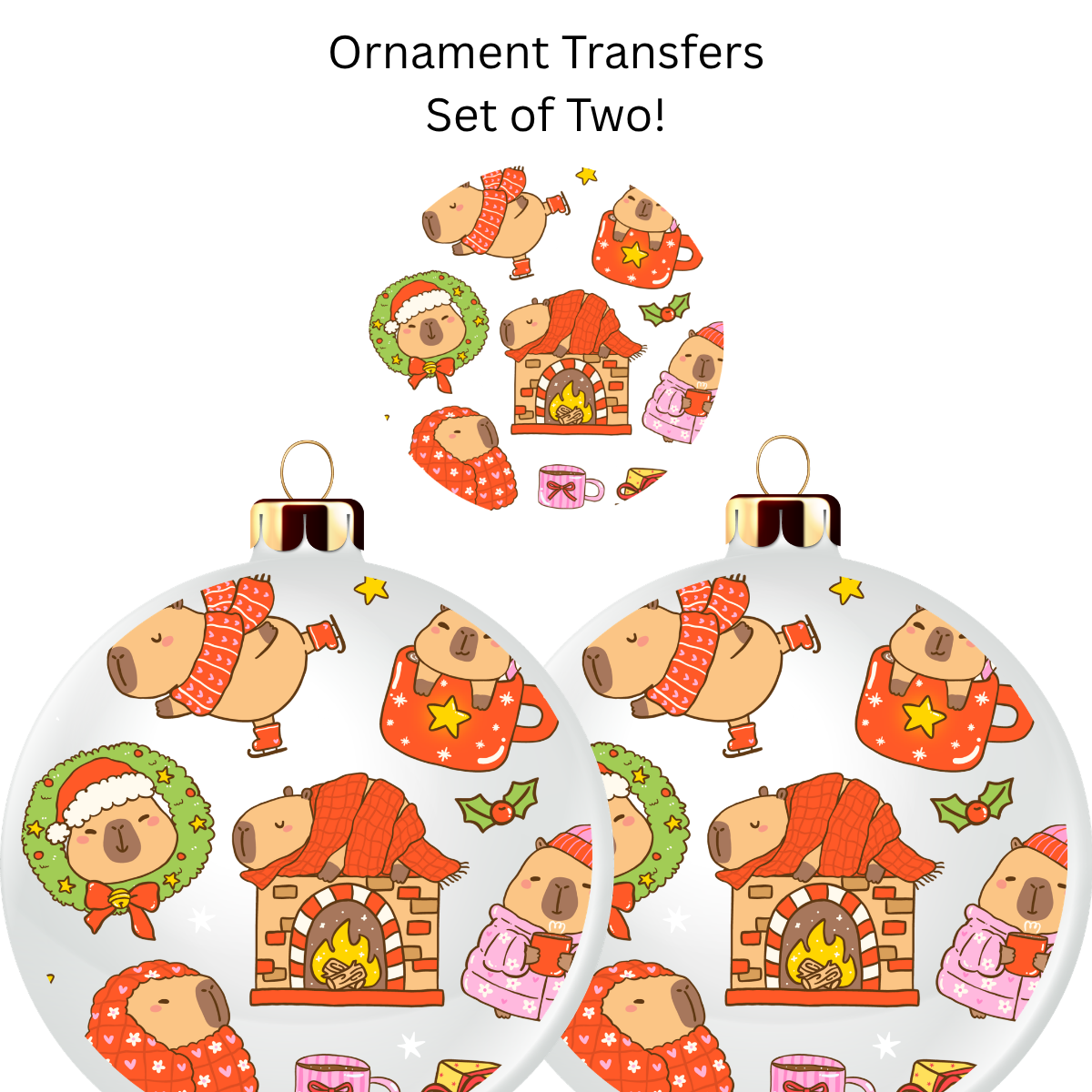 Christmas Capy Ornament Transfer UV DTF (Set of 2)