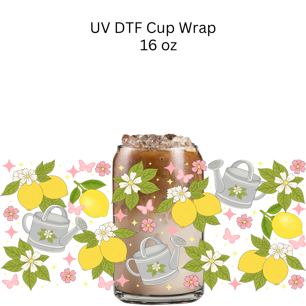 Floral Lemons UV DTF Cup Wrap