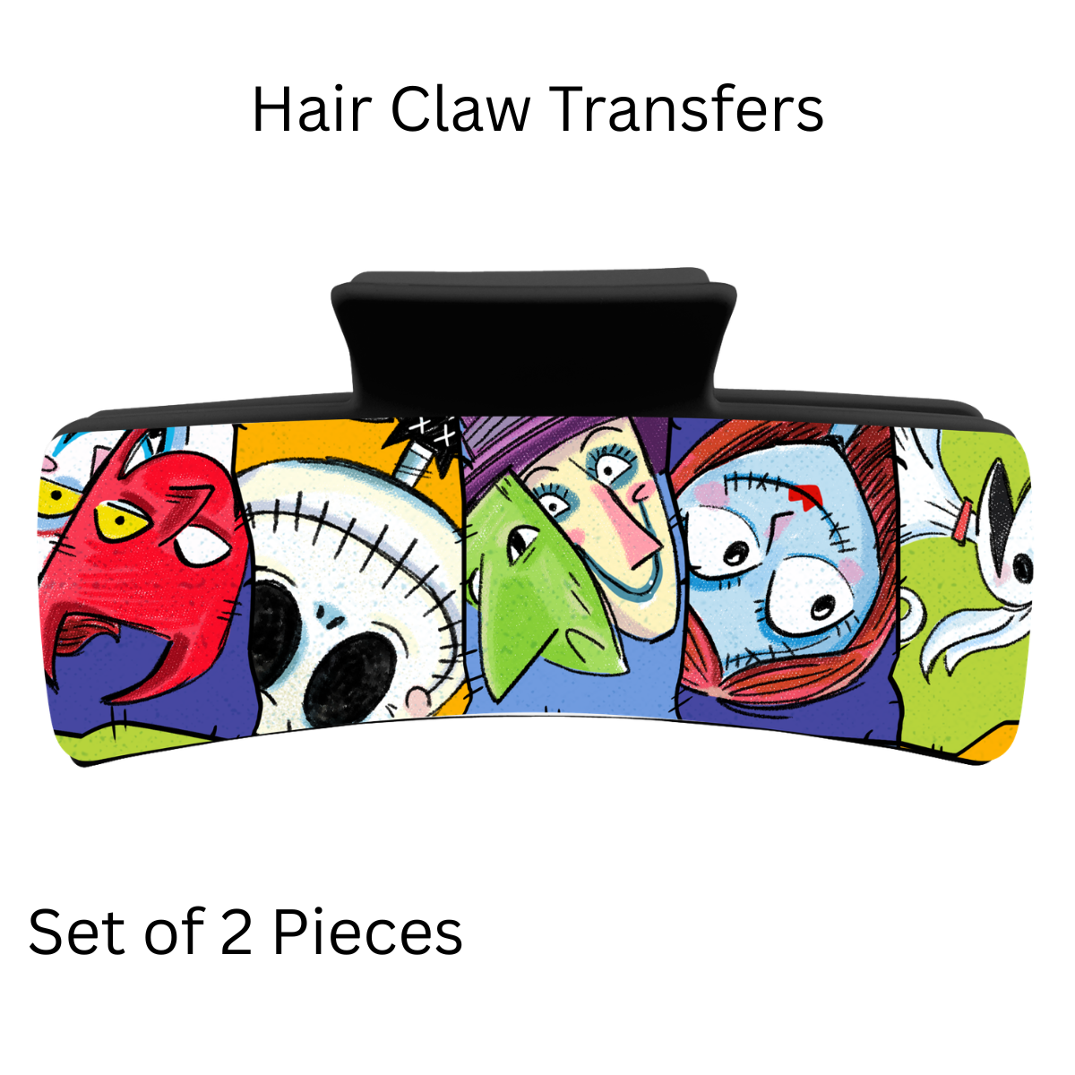 Nightmare Faces UV DTF Transfer for 4” Claw Clip (Set of 2)