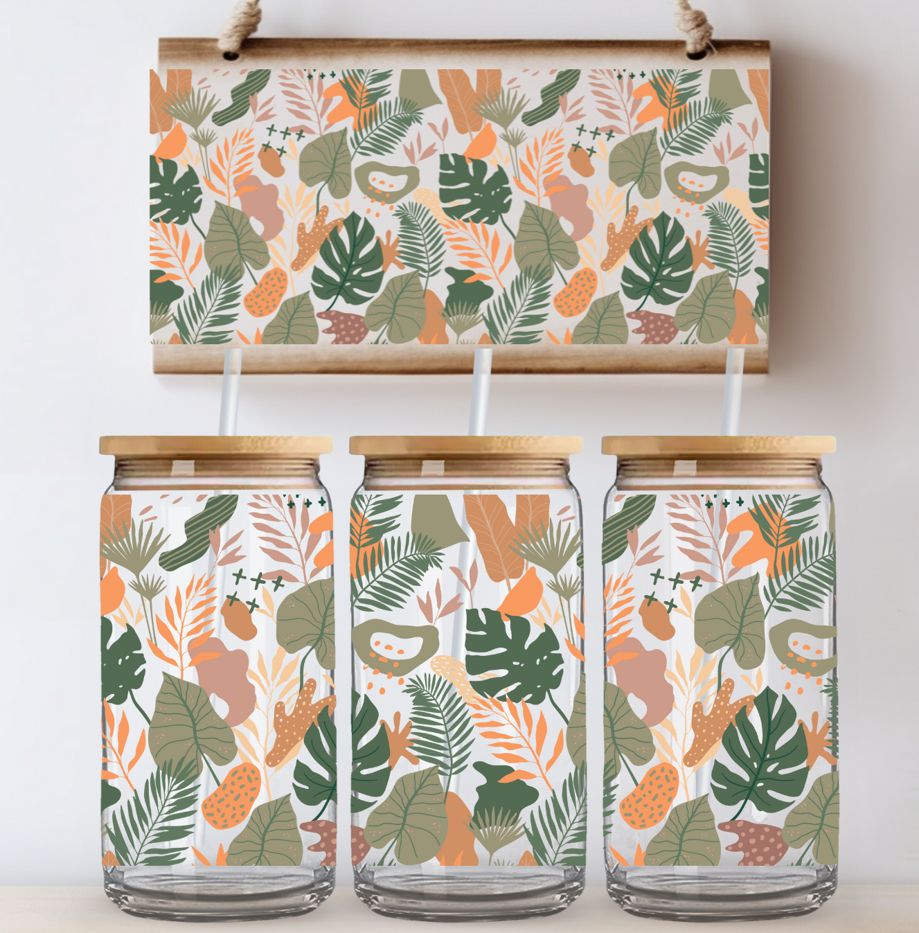 Monstera Leaves UV DTF Wrap DOUBLE SIDED