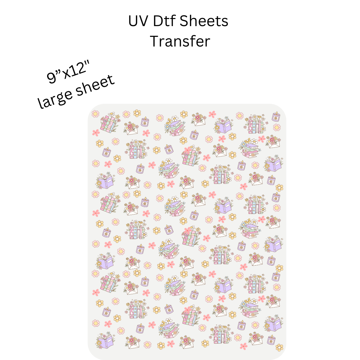 Books and Flowers UV DTF SHEET
