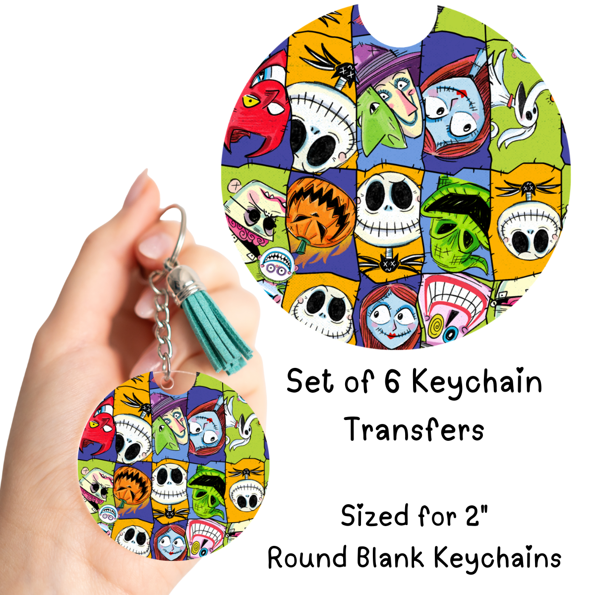 Colorful Nightmare Faces Keychain Transfer Set of 6