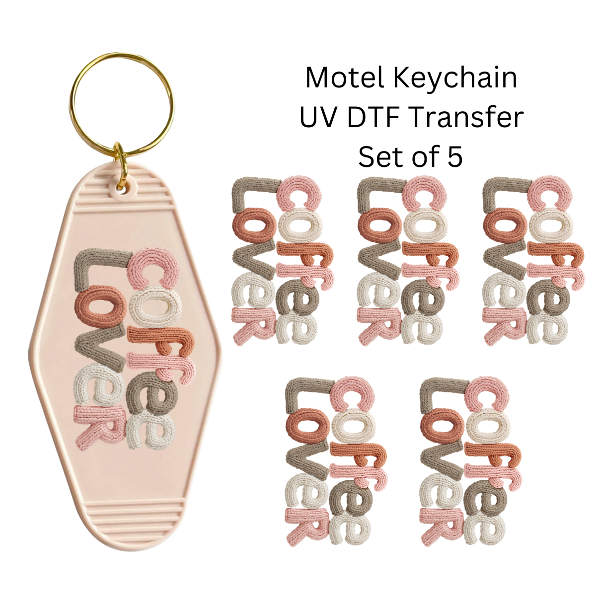 Coffee Lover Set of 5 Keychain Transfers