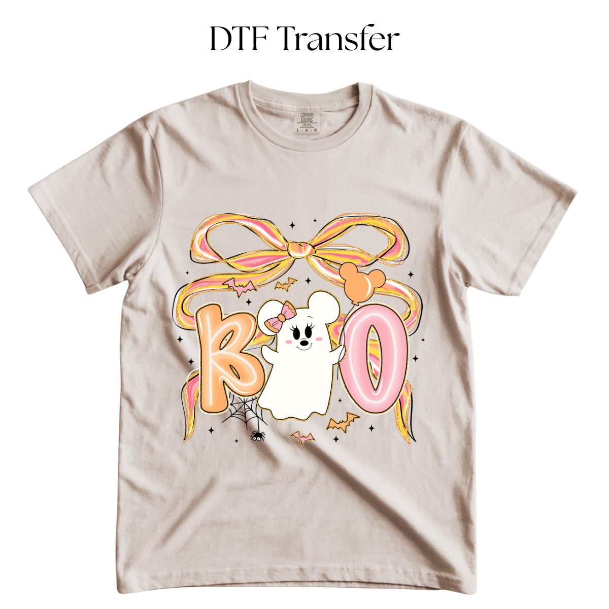 Mouse Boo Pink and Orange DTF Transfer