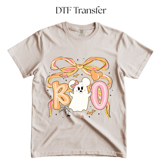 Mouse Boo Pink and Orange DTF Transfer