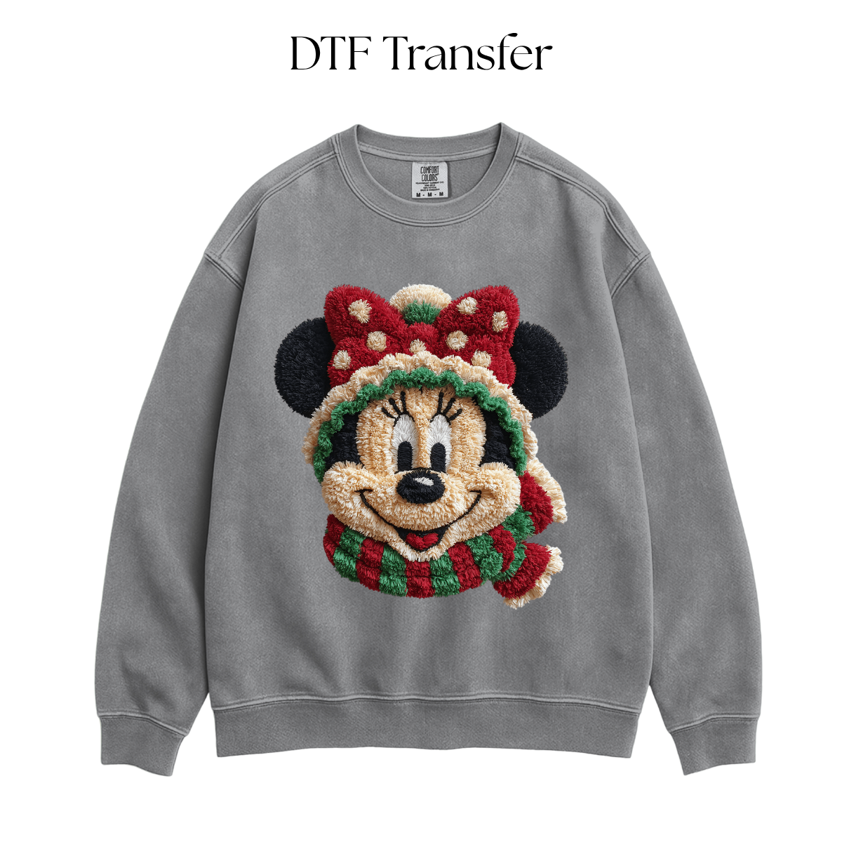 Girl Mouse Christmas Faux Yarn DTF Transfer