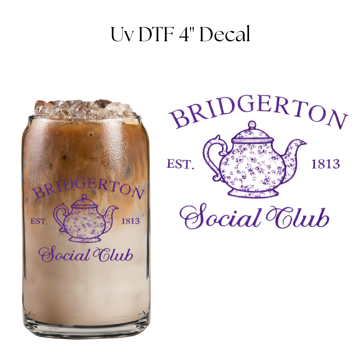 Bridge Social Club Purple 4” UV DTF Decal