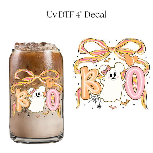 Mouse Boo Pink and Orange 4” UV DTF Decal