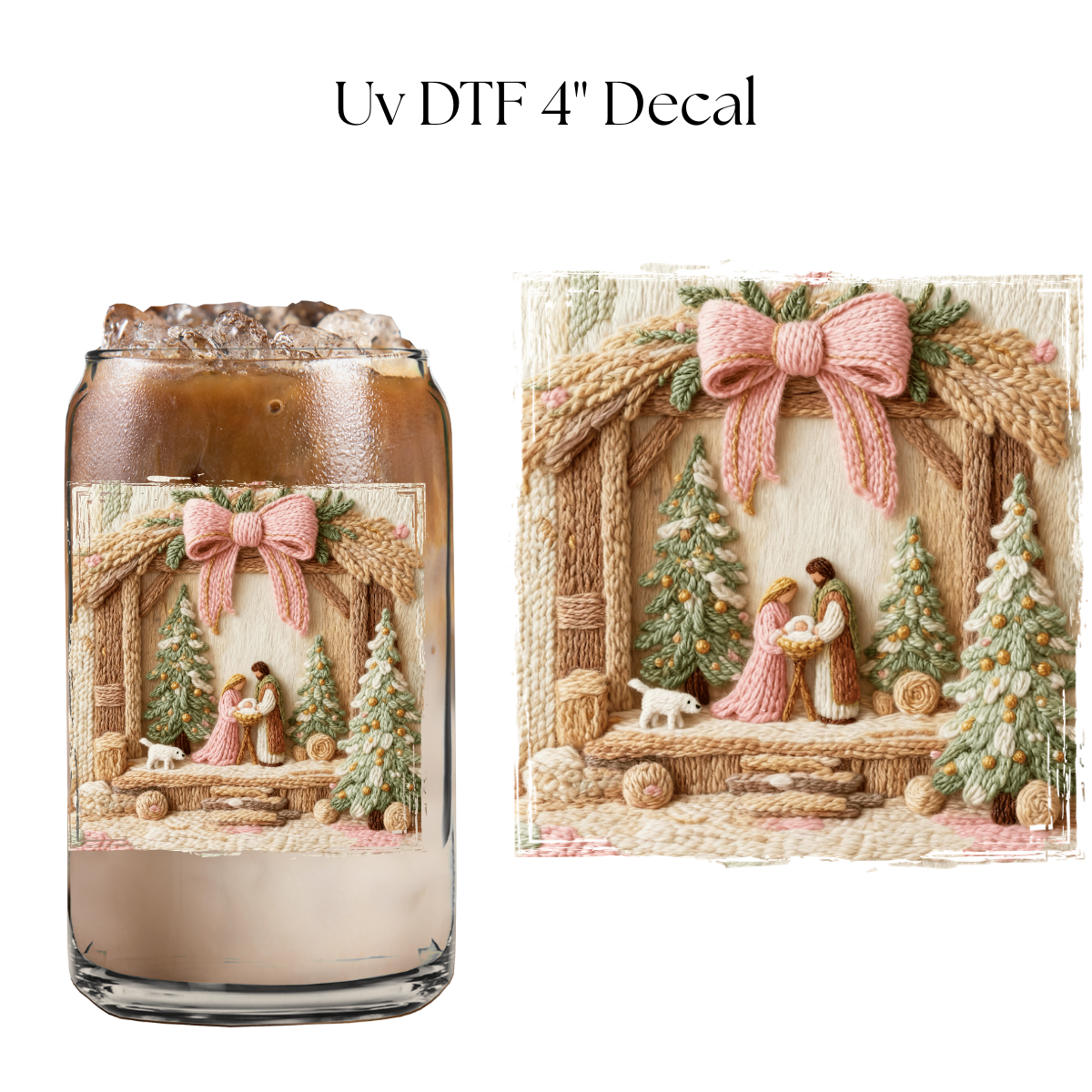Pastel Nativity Faux Yarn 4” UV DTF Decal