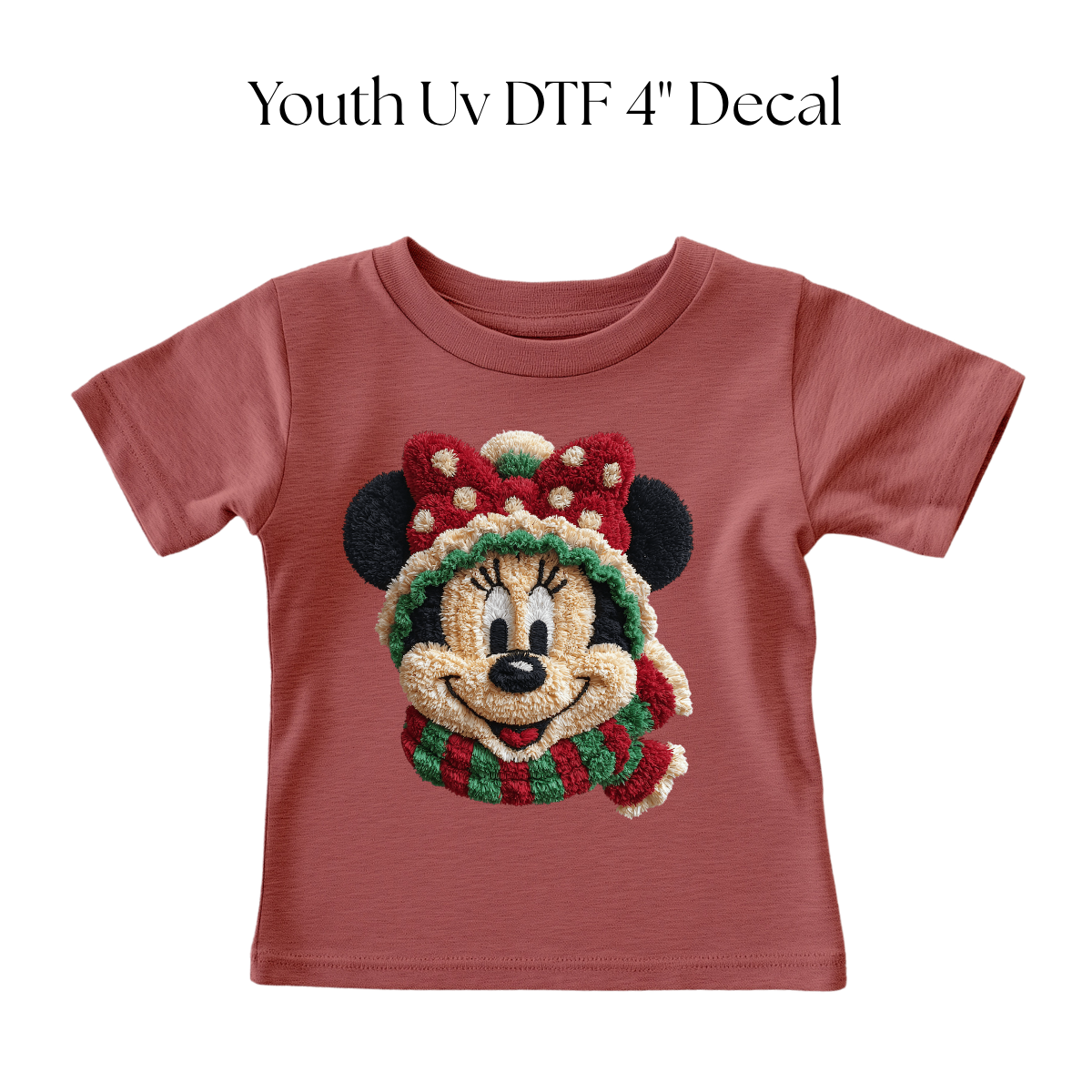 YOUTH Girl Mouse Christmas Faux Yarn DTF Transfer