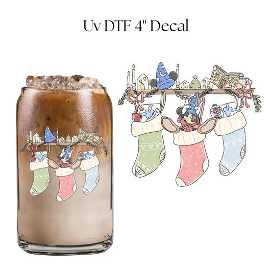 Enchanted Christmas Stockings 4” UV DTF Decal