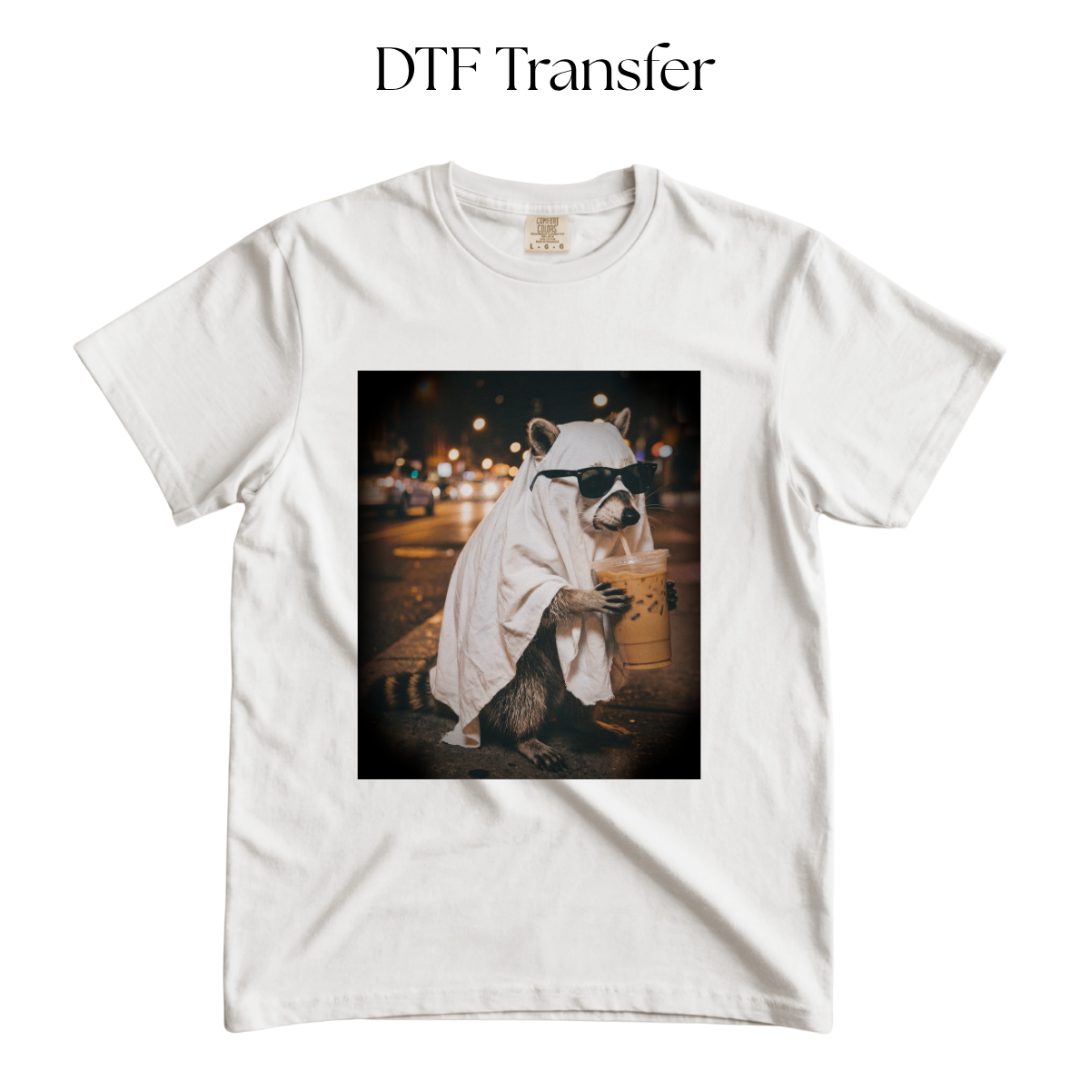 Raccoon Coffee DTF Transfer