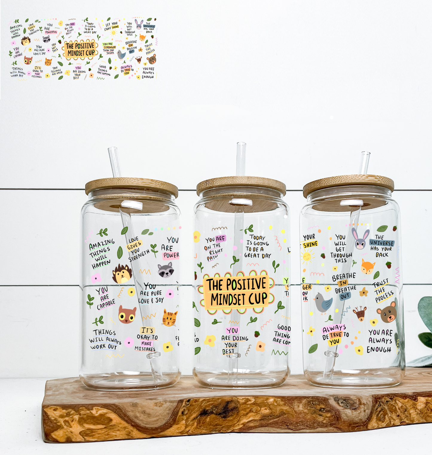 The Positive Mindset Cup UV DTF Wrap