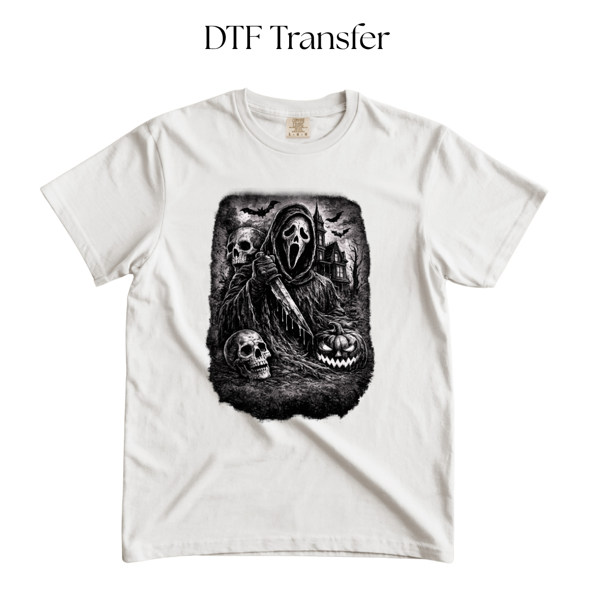 Scream Black White DTF Transfer