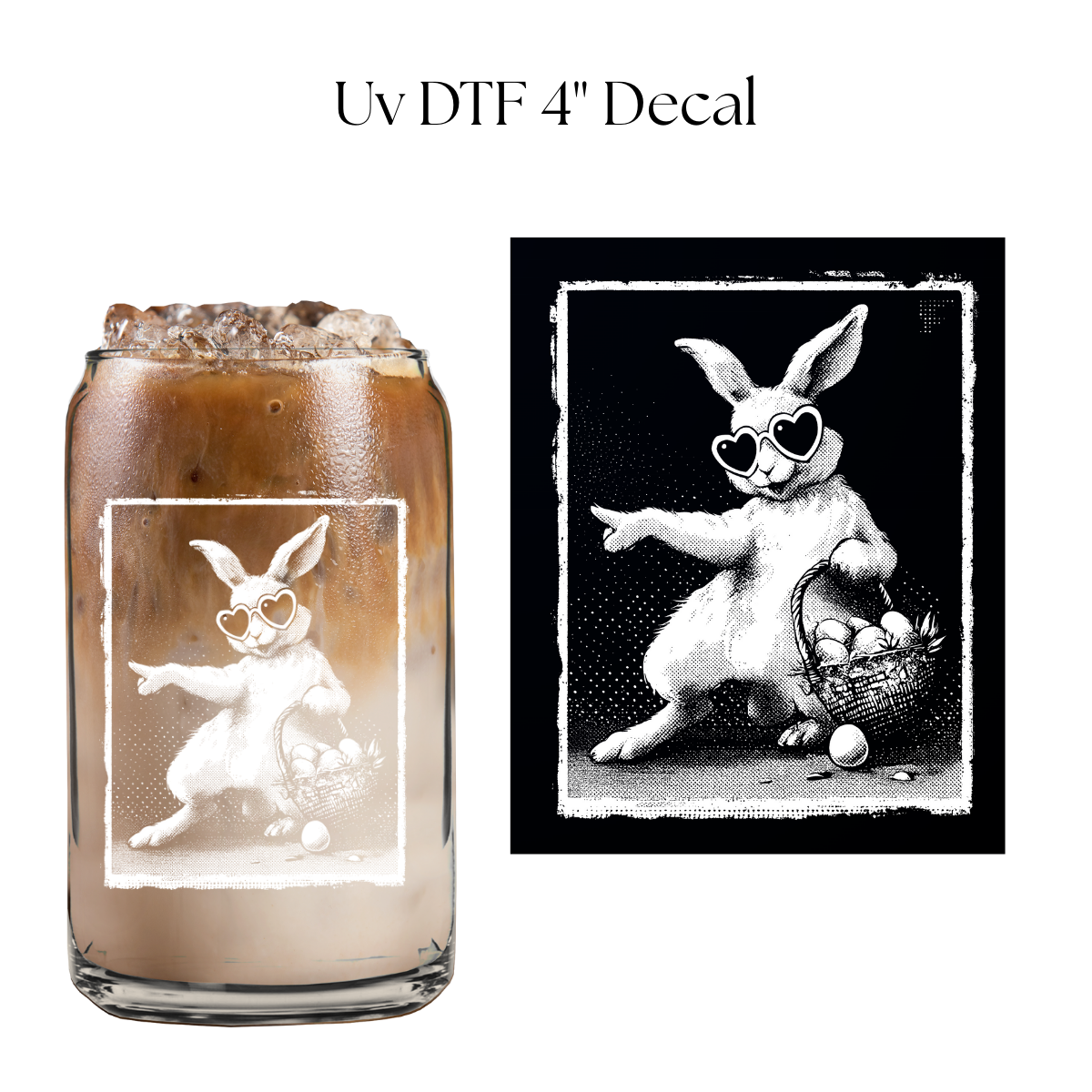 Glasses Rabbit 4” UV DTF Decal