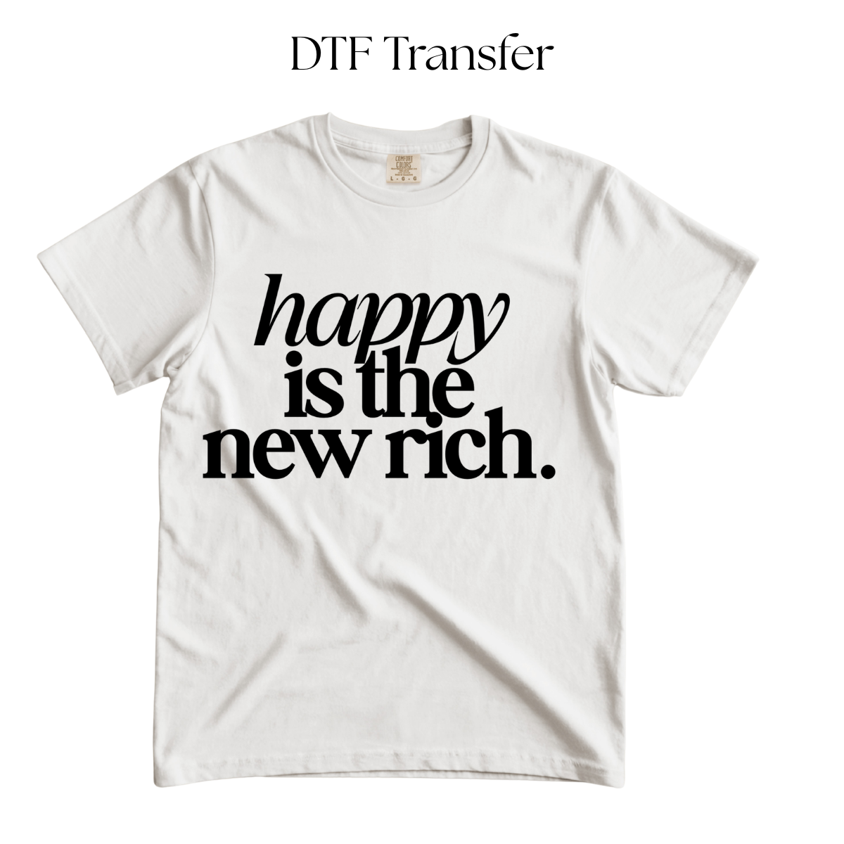 Happy is the New Rich Single Color DTF Transfer