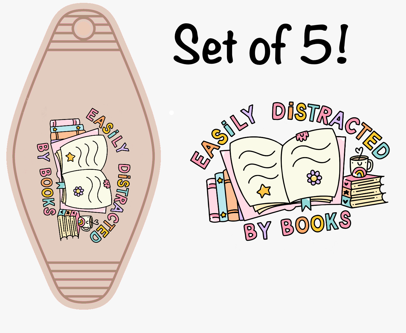 Easily Distracted By Books MOTEL KEYCHAIN Transfer