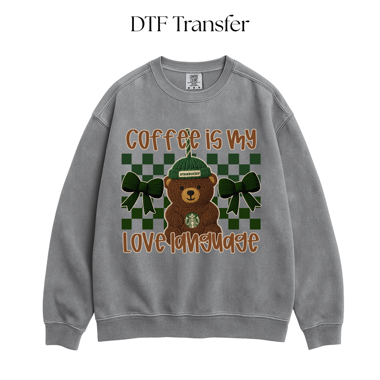 Coffee is my Love Language Faux Yarn DTF Transfer