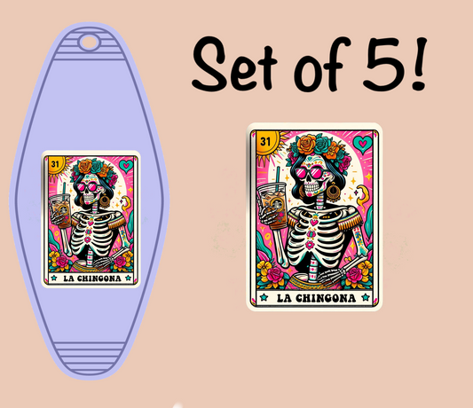 La Chingona With A Drink Card (MOTEL KEYCHAIN)