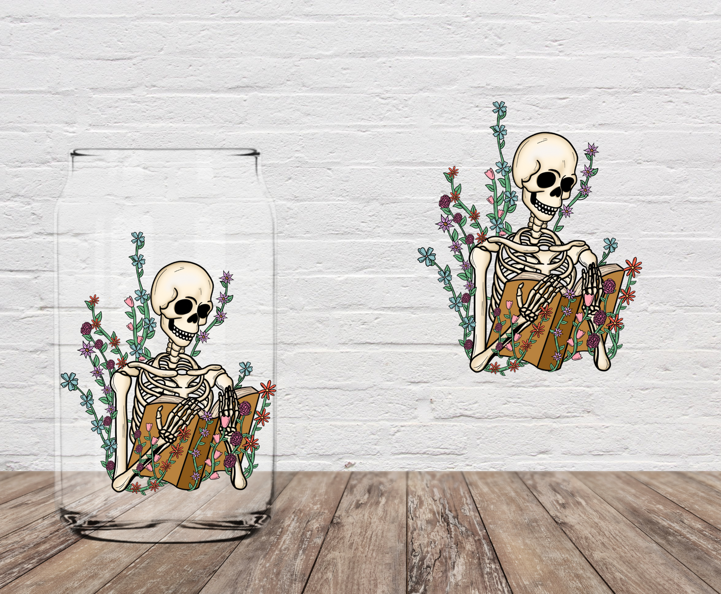 Skeleton Reading Book 4" UV DTF