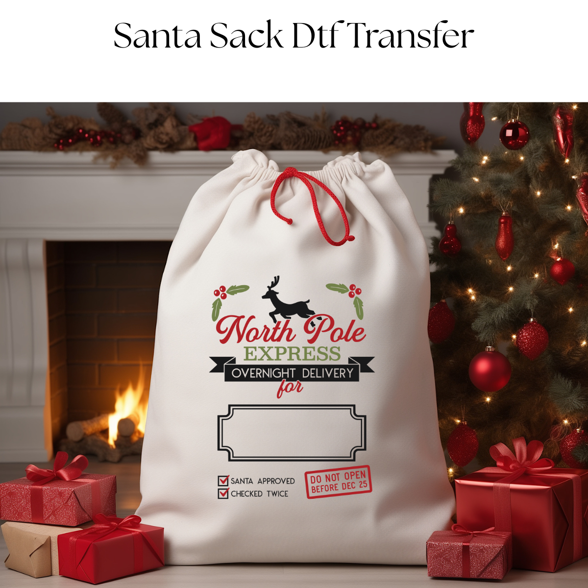 North Pole Express Santa Sack DTF Transfer
