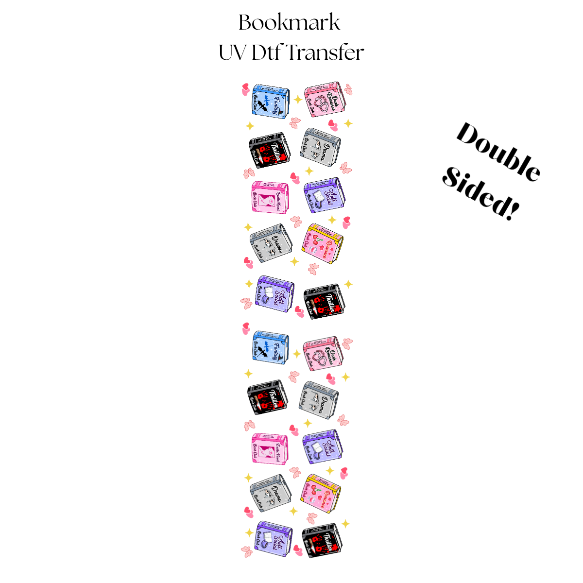 Book Genres UV DTF Bookmark Transfer