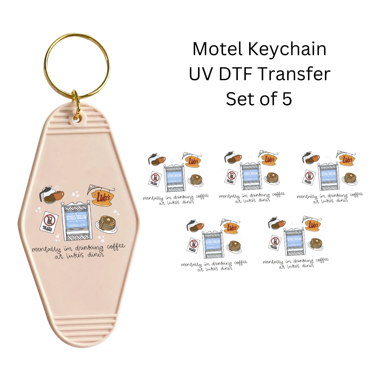Mentally Im Drinking Coffee Keychain UV DTF Transfer