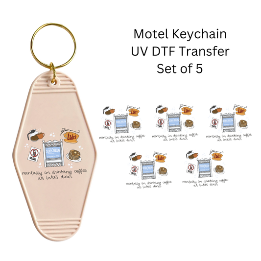 Mentally Im Drinking Coffee Keychain UV DTF Transfer