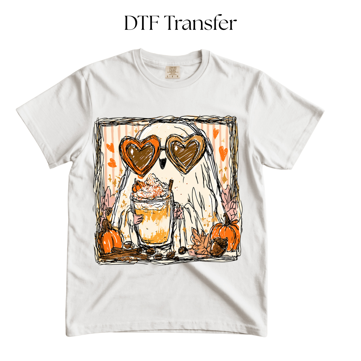 Pumpkin Spice Latte Ghost DTF Transfer