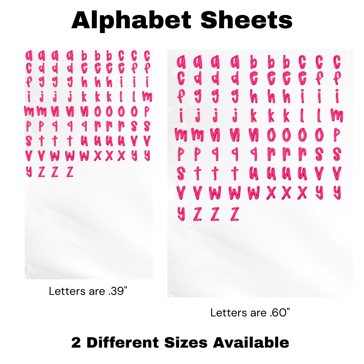 Hot Pink Alphabet UV WRAP (TWO different Sizes)