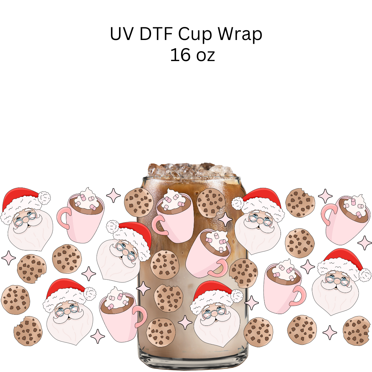 Santa Milk Cookies UV DTF Cup Wrap