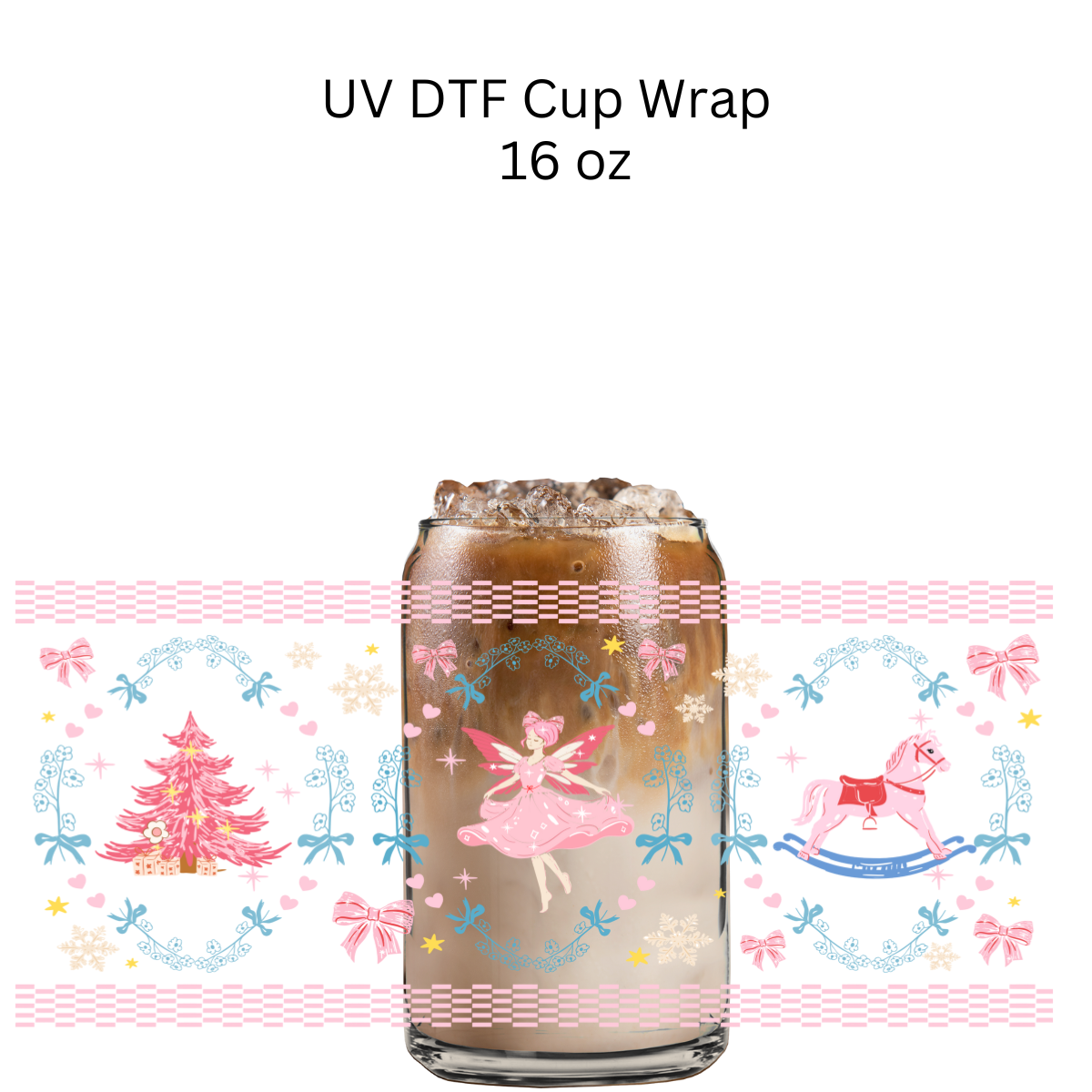 Pink Fairy Christmas UV DTF Cup Wrap