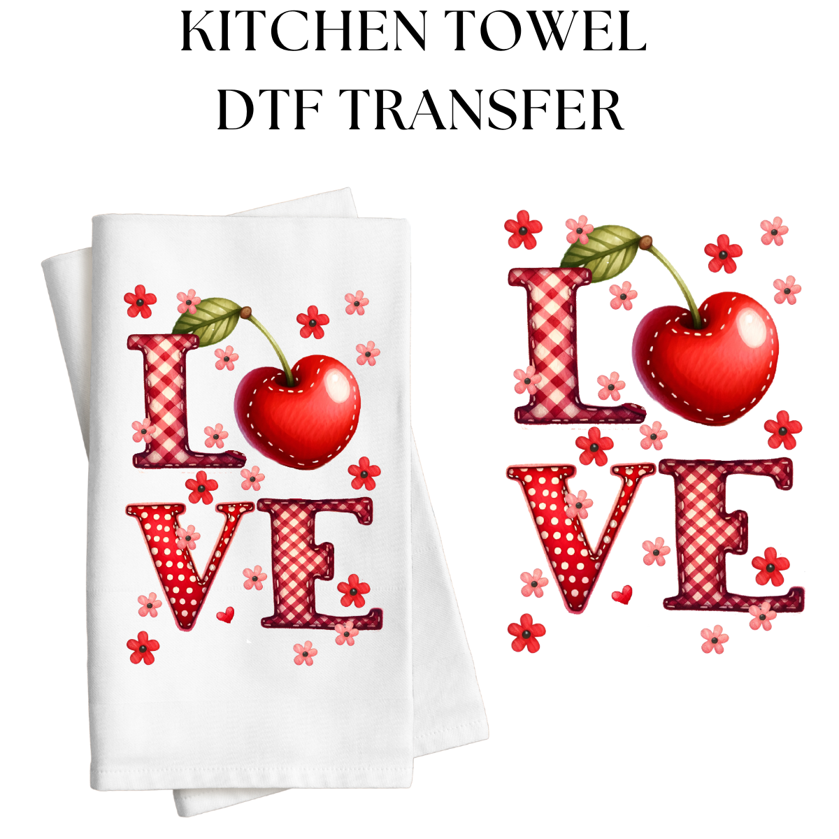 Love Gingham Towel DTF Transfer