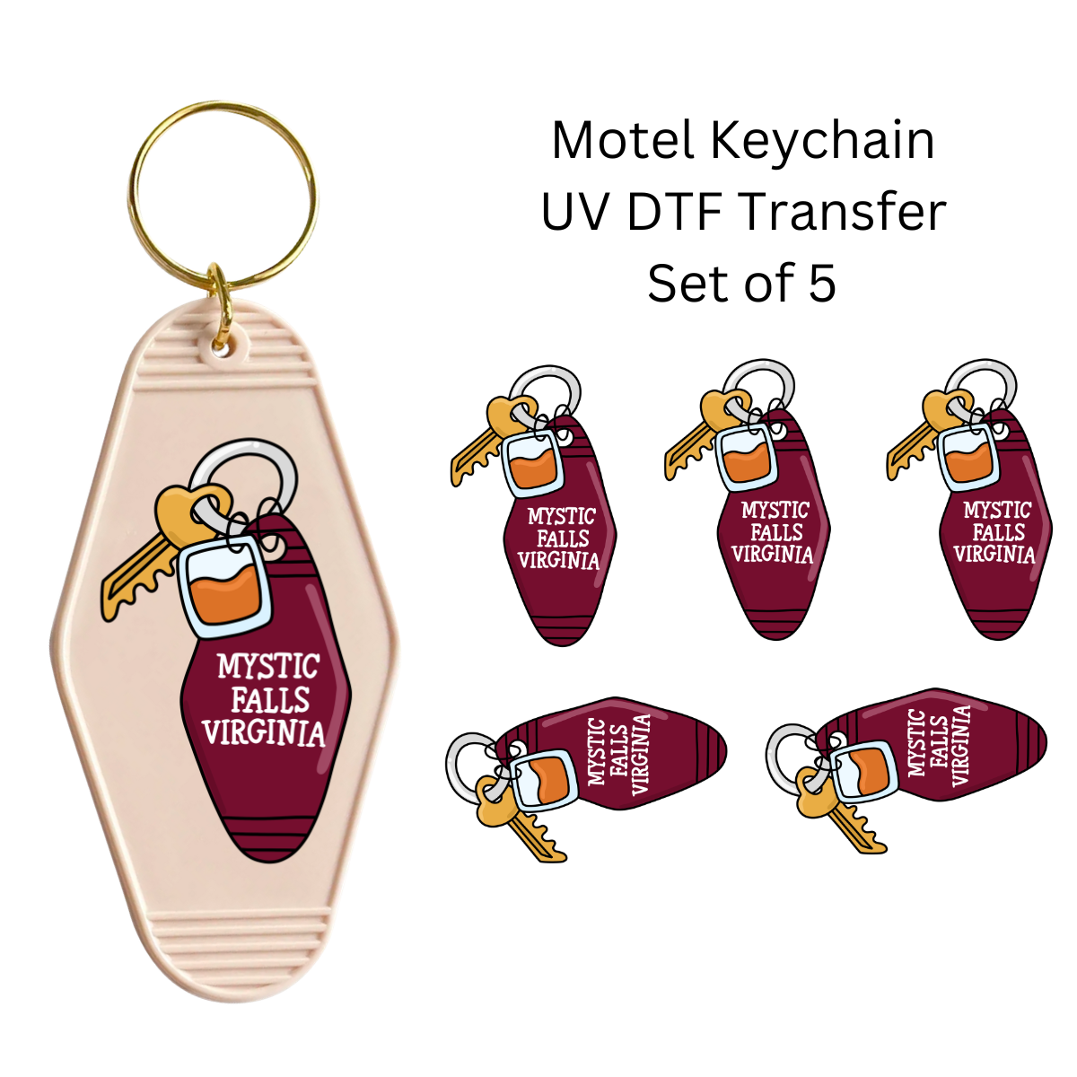 Mystic Virginia Set of 5 Keychain Transfers
