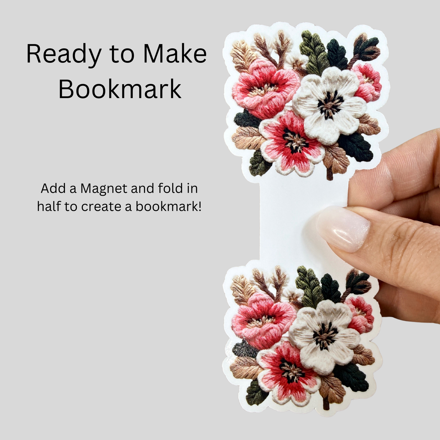 Faux Embroidered Floral Magnetic Bookmark DIY