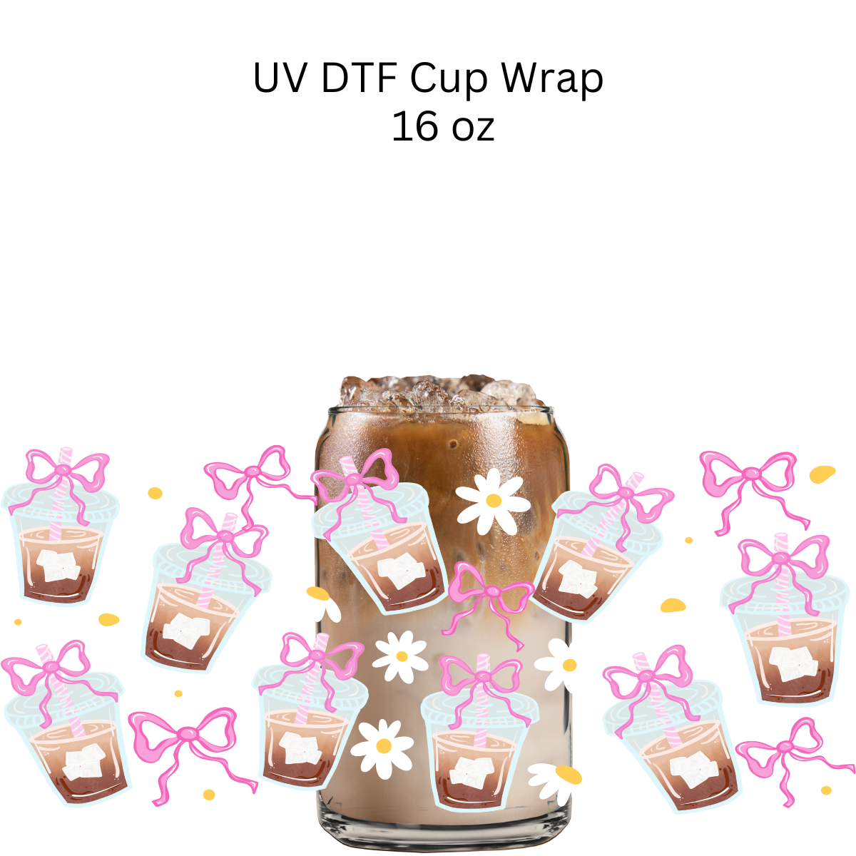 Iced Coffee Bows UV DTF Cup Wrap